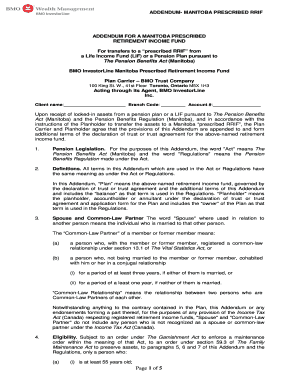 Manitoba Prescribed RRIF Addendum