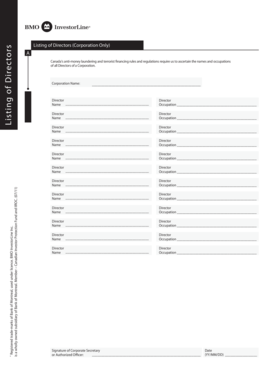 Listing of Directors Form