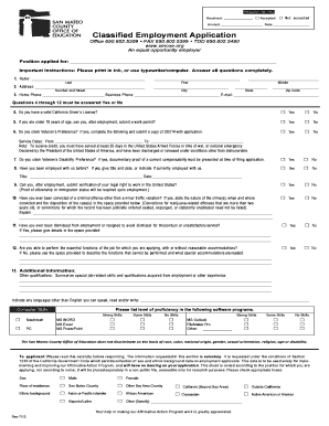 Classified Employment Application