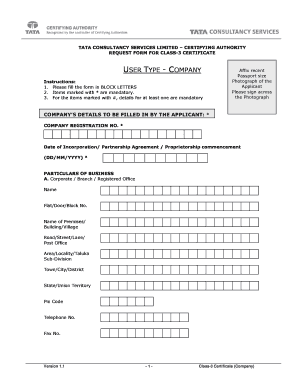 Request Form for Class-3 Certificate