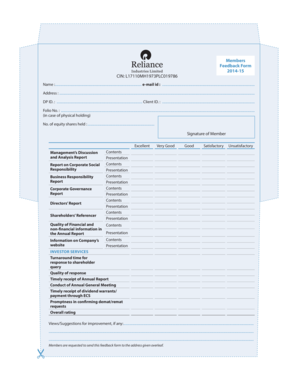 Members Feedback Form