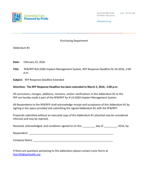 Rfp response pdf - RFBRFP #LH0283 Implant Management System, RFP Response Deadline 02242016, 200 - jpshealthnet