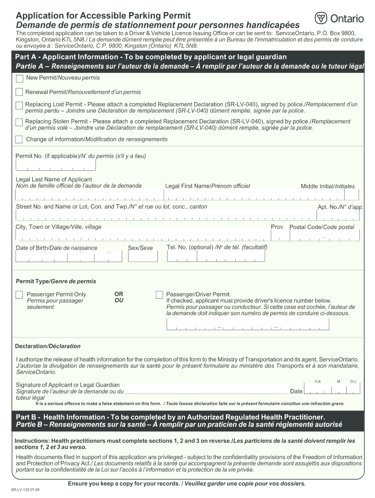 Application for Accessible Parking Permit - Bill Walker MPP Preview on Page 1