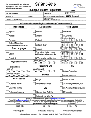 eCampus Student Registration Form