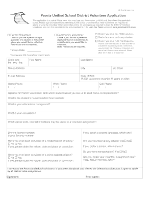 Peoria Unified School District Volunteer Application
