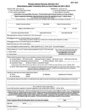 Peoria Unified School District Open Enrollment Variance Application