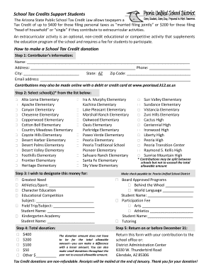 Arizona School Tax Credit Donation Form