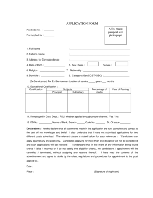 Government Job Application Form