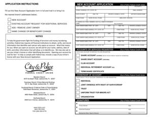 City & Police Federal Credit Union New Account Application