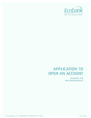 Ecobank Personal and Sole Proprietorship Account Opening Form