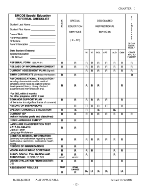 Special Education Referral Checklist