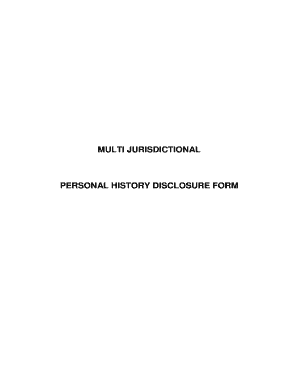 Multi Jurisdictional Casino/Gaming License Personal History Disclosure Form
