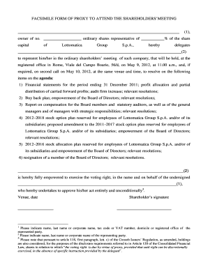 Proxy Form for Shareholders' Meeting