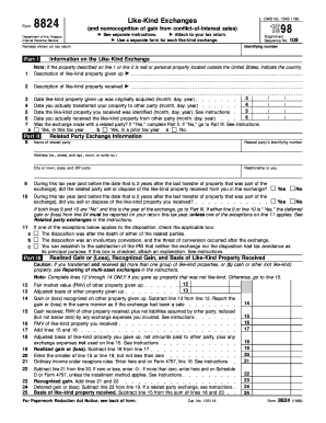 IRS Form 8824 Like-Kind Exchange