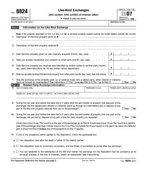IRS Form 8824 Like-Kind Exchanges