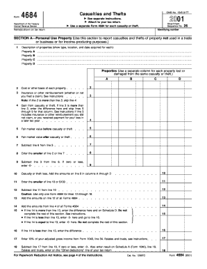 IRS Form 4684 Casualty and Theft