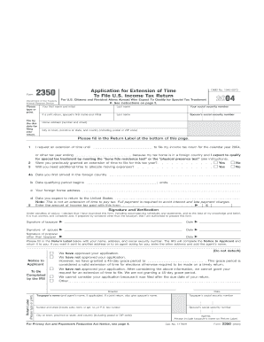 Form 2350 Application for Extension of Time