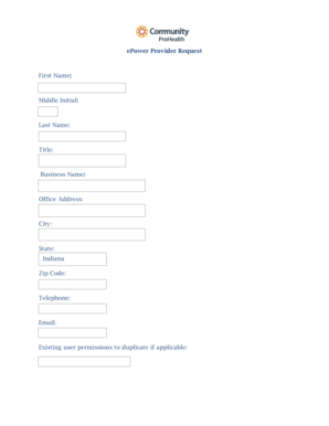 ePower Provider Request Form