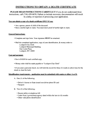 Death Certificate Application
