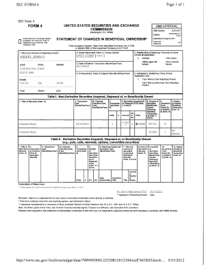 SEC Form 4 Statement of Changes in Beneficial Ownership