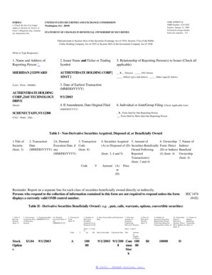 Form 4 Statement of Changes in Beneficial Ownership