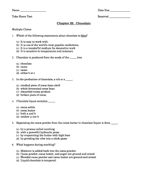 Chocolate Take Home Test