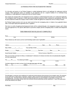 Authorization for Background Checks