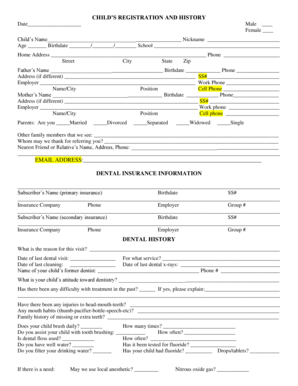 Child Dental Registration and Consent Form