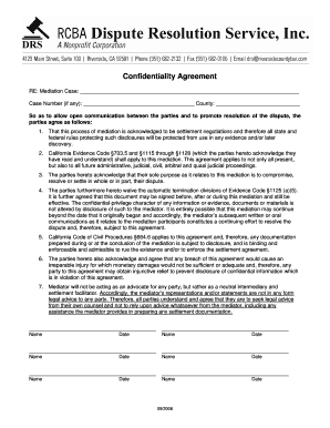 California Mediation Confidentiality Agreement