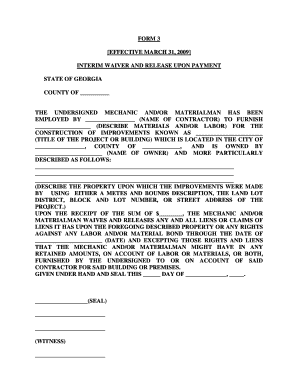 Georgia Interim Waiver and Release Form