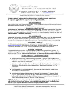 Carroll County Employment Application
