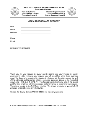 Georgia Open Records Act Request