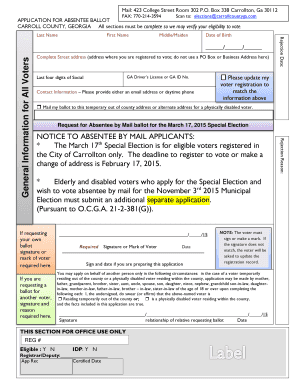 Absentee Ballot Application