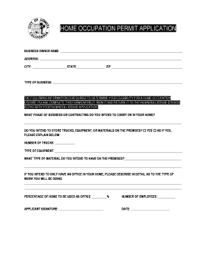 Home Occupation Permit Application
