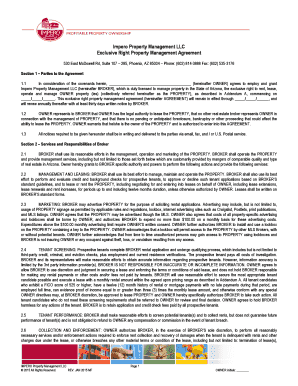 Exclusive Right Property Management Agreement