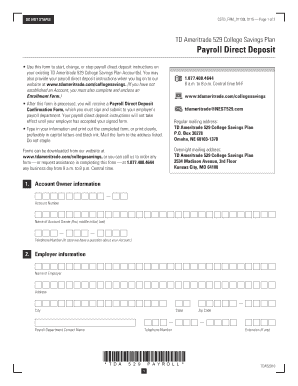 TD Ameritrade 529 College Savings Plan Payroll Direct Deposit Form