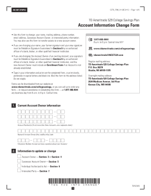 TD Ameritrade 529 College Savings Plan Account Information Change Form