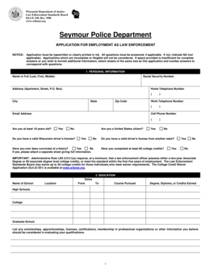 Wisconsin Law Enforcement Employment Application