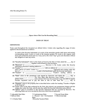 Utah Deed of Trust Template