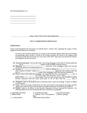 Fully Amortizing Mortgage Agreement