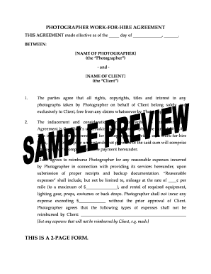 Photographer Work-for-Hire Agreement