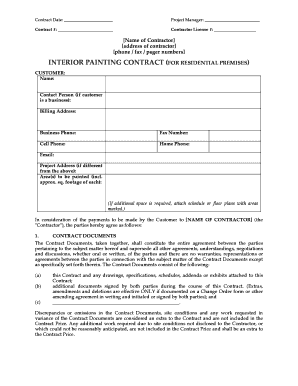 Interior Painting Contract for Residential Premises