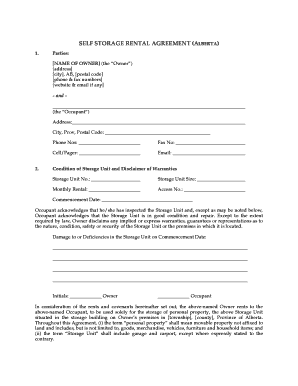 Self Storage Rental Agreement