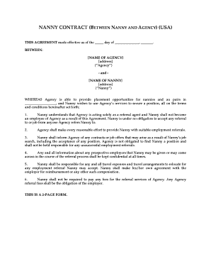 Nanny Contract Agreement