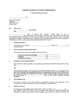 Offer to Sell Letter Agreement