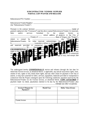 Subcontractor Partial Lien Waiver and Release