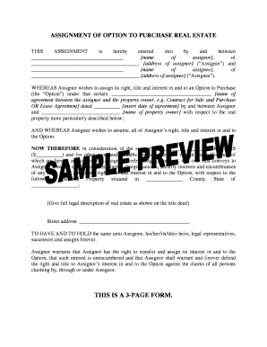 Assignment of Option to Purchase Real Estate