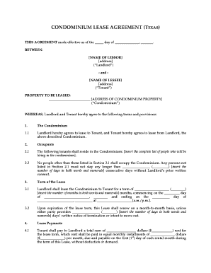 Texas Condominium Lease Agreement