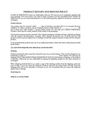 Product Return and Refund Policy