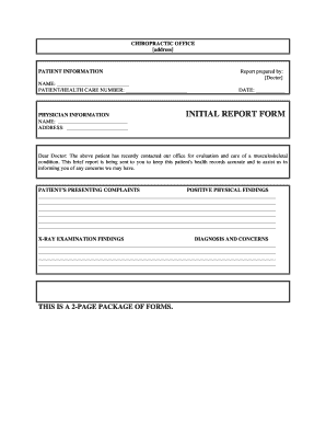 Chiropractic Patient Initial Report Form